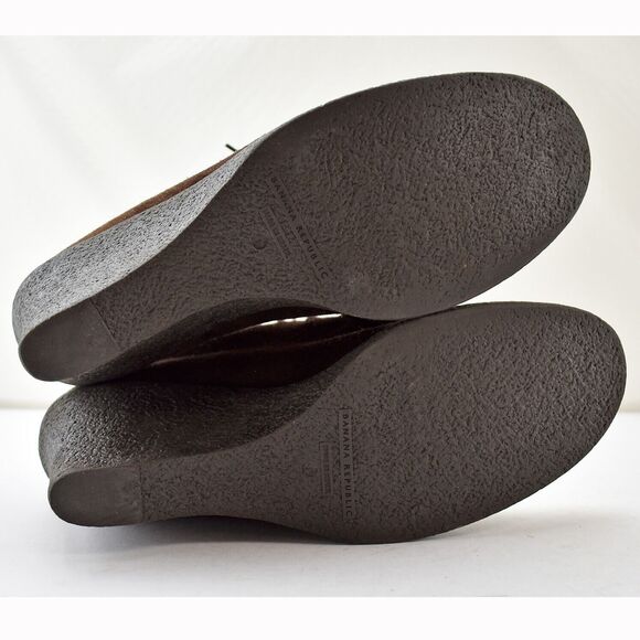 Banana Republic Wedge Heel Lace-Up Booties Brown Suede Leather - Women's 9.5 M - Picture 5 of 7